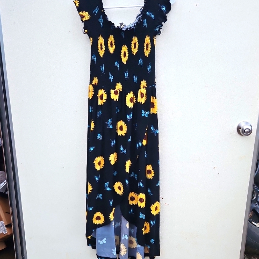 Sunflower Print Kids Dress
